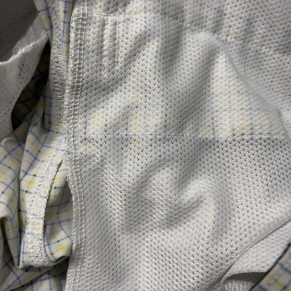 Lululemon Shorts Mens Sz 38 White Plaid Swim Trunks Board White Yellow Blue - Picture 8 of 8